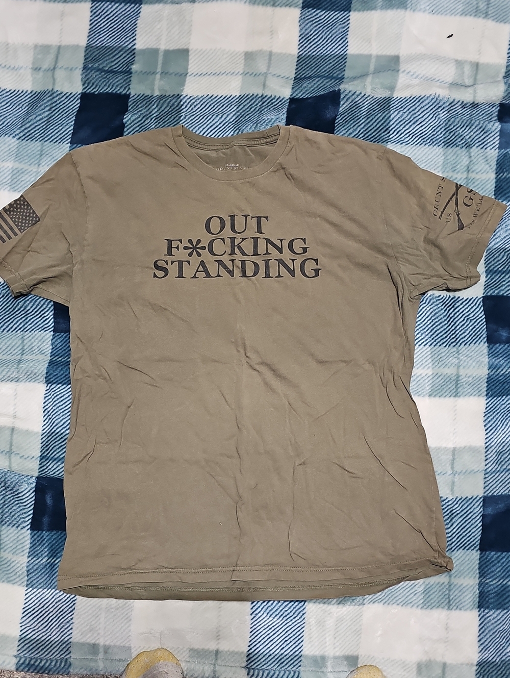 Grunt Style Olive Green "Out F*cking Standing" Short Sleeve Tee